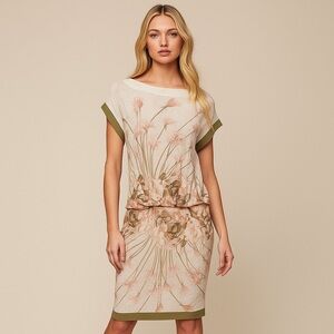 ROBERTO CAVALLI CLASS Runway Roses Snake Printed Jersey Long Dress IT 46 US 12